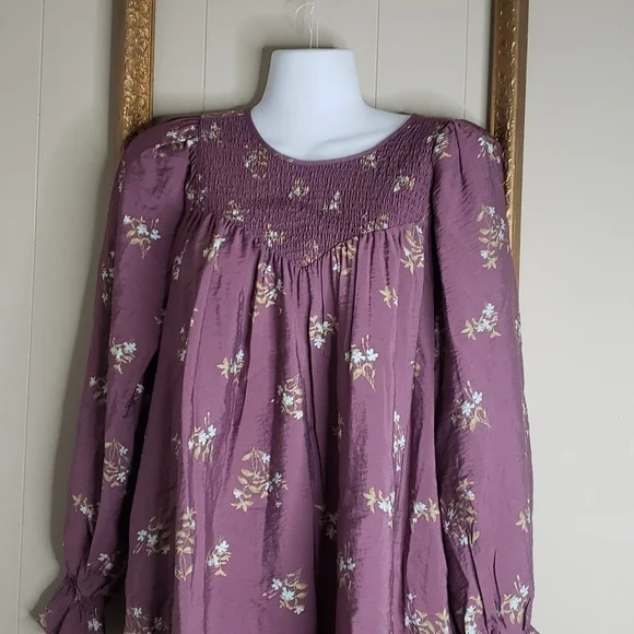 A New Day Long Sleeve Tent Purple Floral Dress - Picture 5 of 8